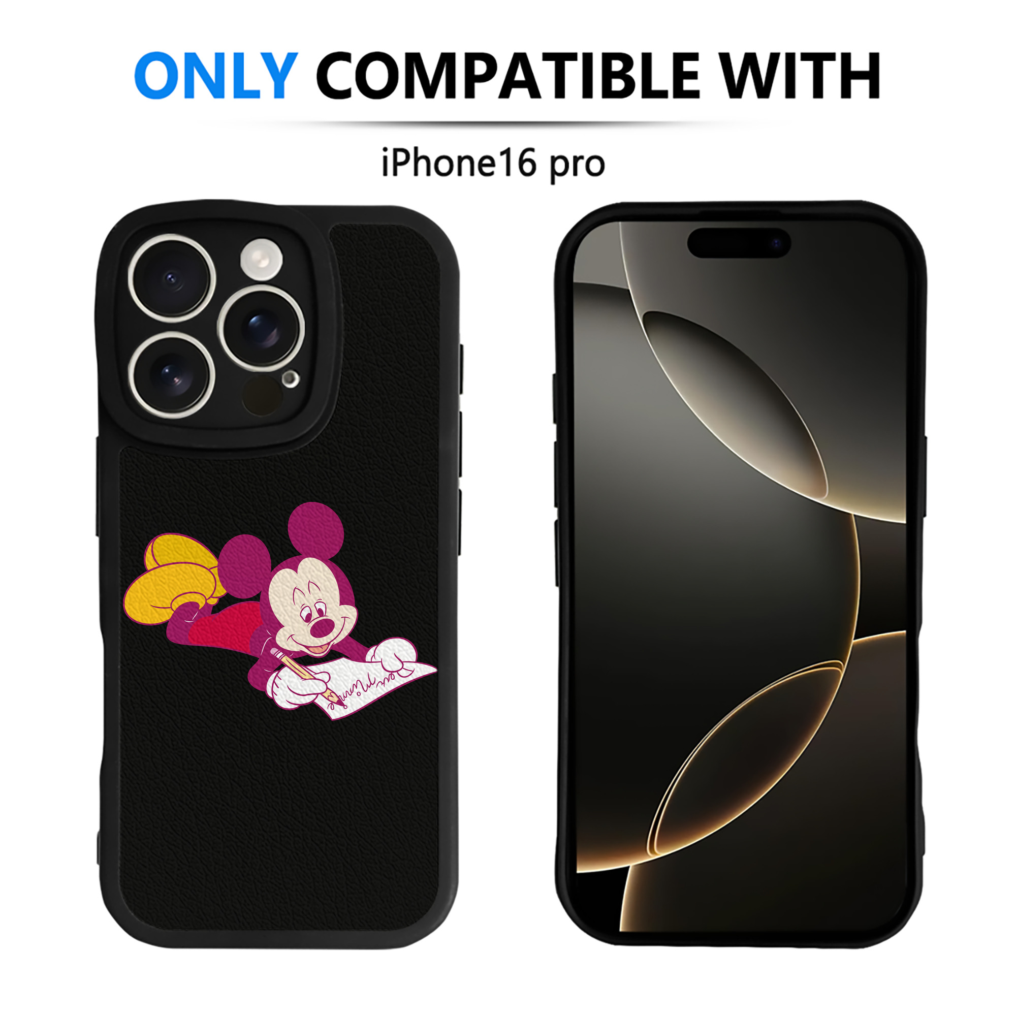 （画像用） ミッキーマウス Mickey Mouse 【iPhone 16シリーズ対応】シリコンスマホケース（レザー調） 材質：シリコン